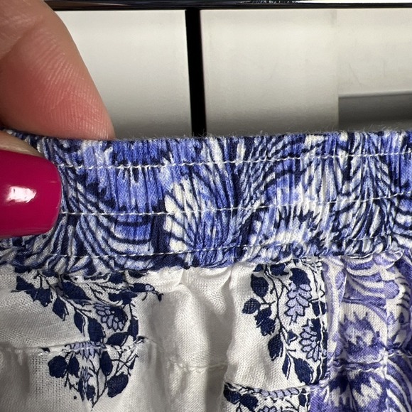 J. Crew Patchwork Side Slit Pull On Cotton Maxi Skirt Size Small Blue & White - Picture 4 of 11